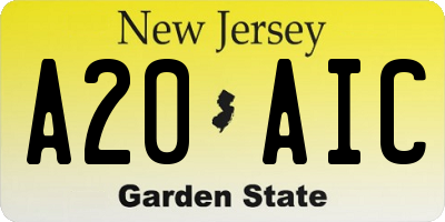 NJ license plate A20AIC