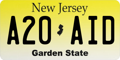 NJ license plate A20AID