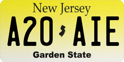 NJ license plate A20AIE