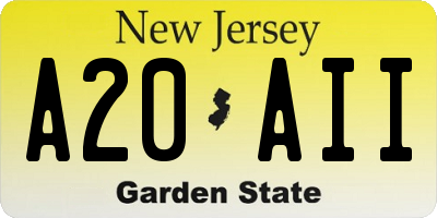 NJ license plate A20AII
