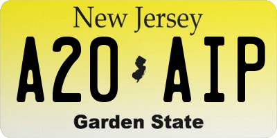 NJ license plate A20AIP