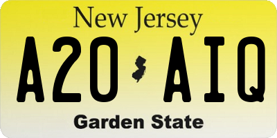 NJ license plate A20AIQ
