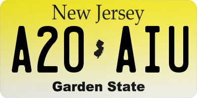 NJ license plate A20AIU