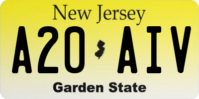 NJ license plate A20AIV