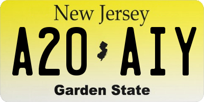 NJ license plate A20AIY