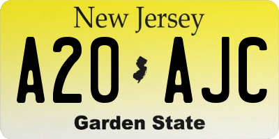 NJ license plate A20AJC