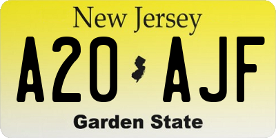 NJ license plate A20AJF