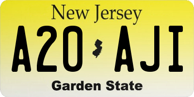 NJ license plate A20AJI