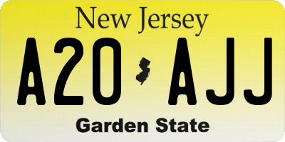 NJ license plate A20AJJ
