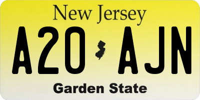 NJ license plate A20AJN