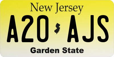 NJ license plate A20AJS