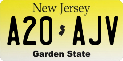 NJ license plate A20AJV