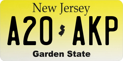 NJ license plate A20AKP