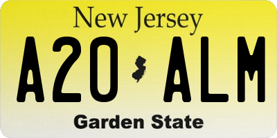 NJ license plate A20ALM