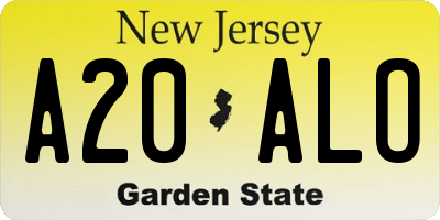 NJ license plate A20ALO