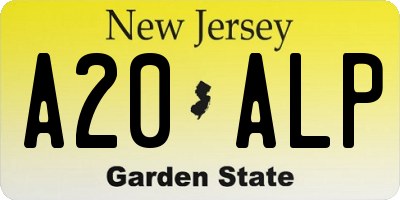 NJ license plate A20ALP
