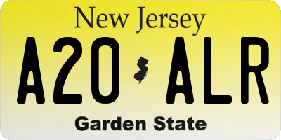 NJ license plate A20ALR