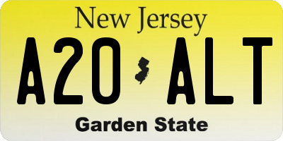 NJ license plate A20ALT