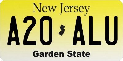 NJ license plate A20ALU