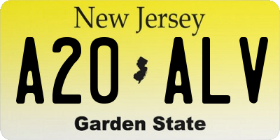 NJ license plate A20ALV