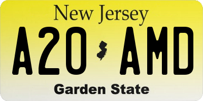 NJ license plate A20AMD