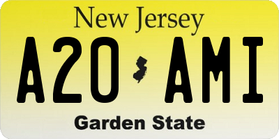 NJ license plate A20AMI