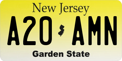 NJ license plate A20AMN