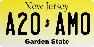 NJ license plate A20AMO