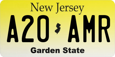 NJ license plate A20AMR