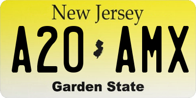 NJ license plate A20AMX