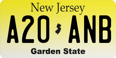 NJ license plate A20ANB