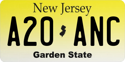 NJ license plate A20ANC