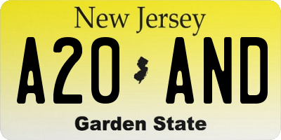 NJ license plate A20AND
