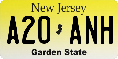 NJ license plate A20ANH