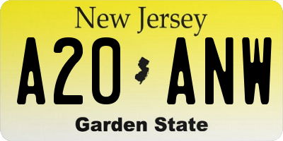 NJ license plate A20ANW