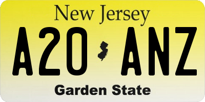 NJ license plate A20ANZ