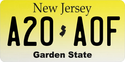 NJ license plate A20AOF