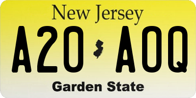 NJ license plate A20AOQ