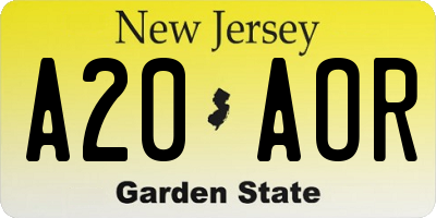 NJ license plate A20AOR