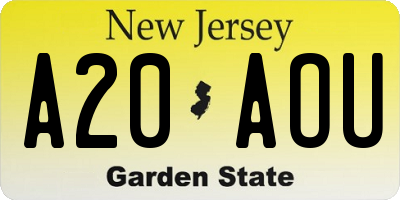 NJ license plate A20AOU