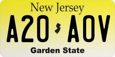 NJ license plate A20AOV