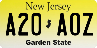 NJ license plate A20AOZ