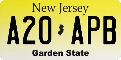 NJ license plate A20APB