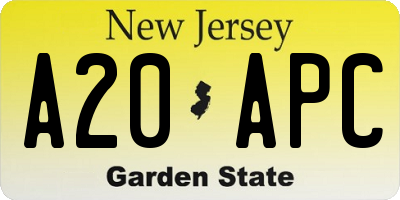 NJ license plate A20APC