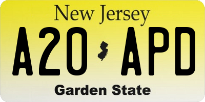 NJ license plate A20APD