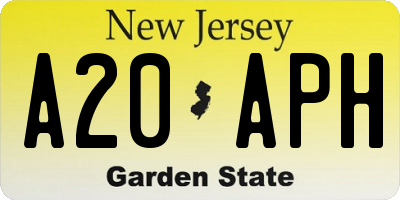 NJ license plate A20APH