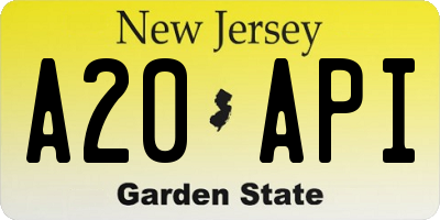 NJ license plate A20API