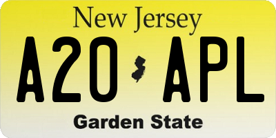 NJ license plate A20APL
