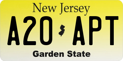 NJ license plate A20APT
