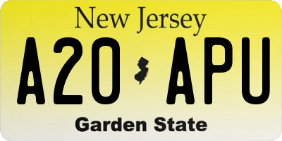 NJ license plate A20APU